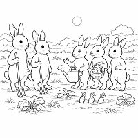 Little Rabbit, William and 
        friends line drawing