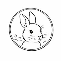 Little Rabbit 
          Line Drawing Button