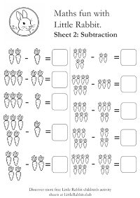 Little Rabbit Maths Sheet Two - Subtraction