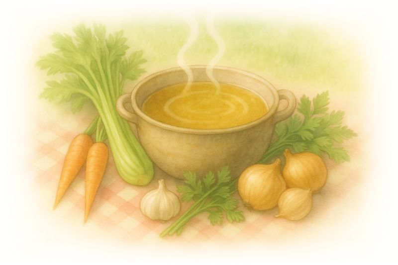 Homemade vegetable stock